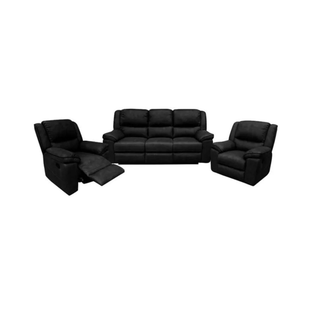 Ibis 3 Seater Reclining Sofa + 2 Single Recliners Leather Lounge ...